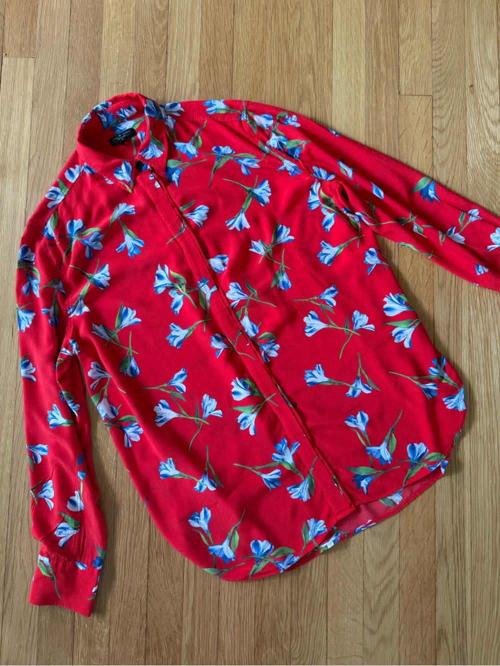 Rag & Bone New York Floral Button Front Blouse Women’s Size L 100% Viscose - Picture 5 of 5
